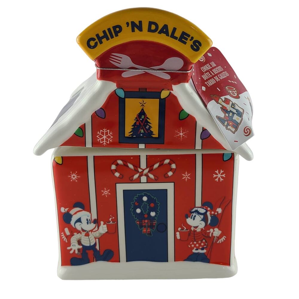 NIB Disney Minnie and Mickey Mouse and Friends Ceramic Holiday Cookie Jar